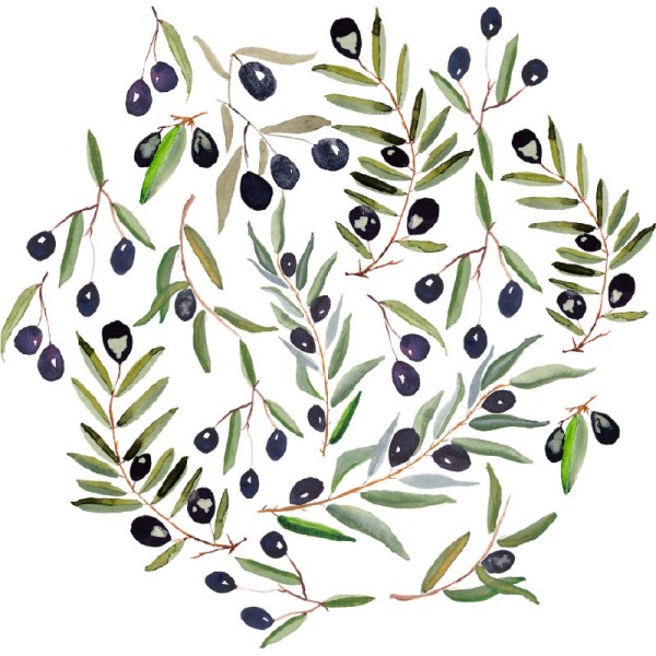 Papier Peint Aquarelle Olivetum — Ambiance 2