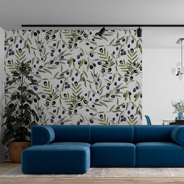 Papier Peint Aquarelle Olivetum — Ambiance 1