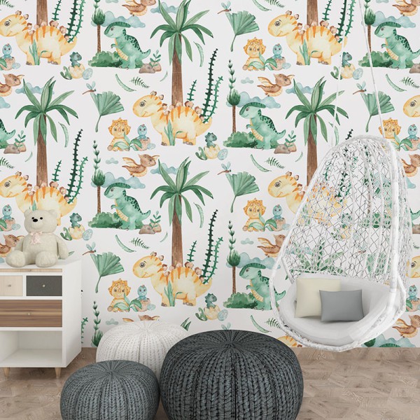 Papier Peint Aquarelle Dinosaurum — Ambiance 1