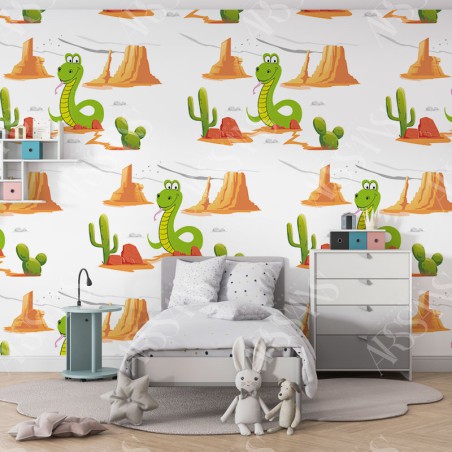 Papier Peint Serpent - papier peint intissé vert pour chambre d'enfant