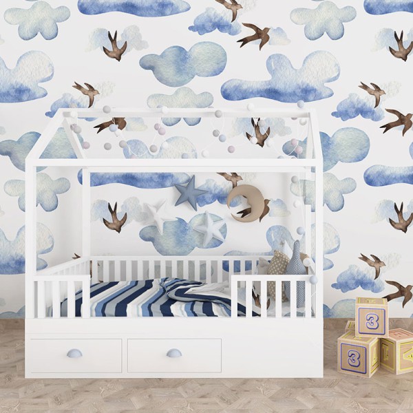 Papier Peint Aquarelle Nubes — Ambiance 1