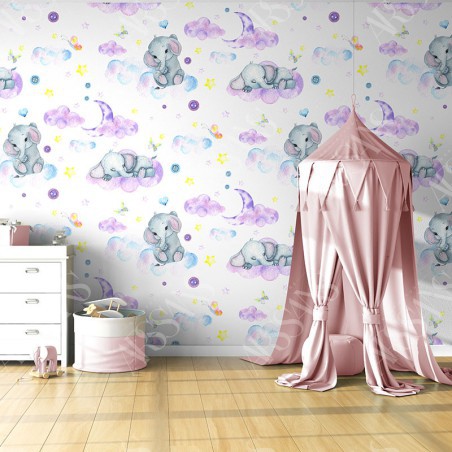 Papier Peint Aquarelle Somnium — papier peint intissé blanc pour chambre