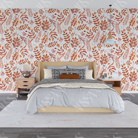 Papier Peint Aquarelle Autumnale — papier peint intissé blanc pour chambre