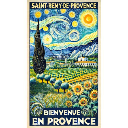 Saint-Rémy-de-Provence : Sous les Étoiles de Vincent – affiche & plaque vintage | Manufacture Arssans
