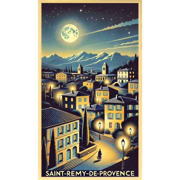 Saint-Rémy-de-Provence : Clair de Lune sur la Vieille Ville – affiche & plaque vintage | Manufacture Arssans