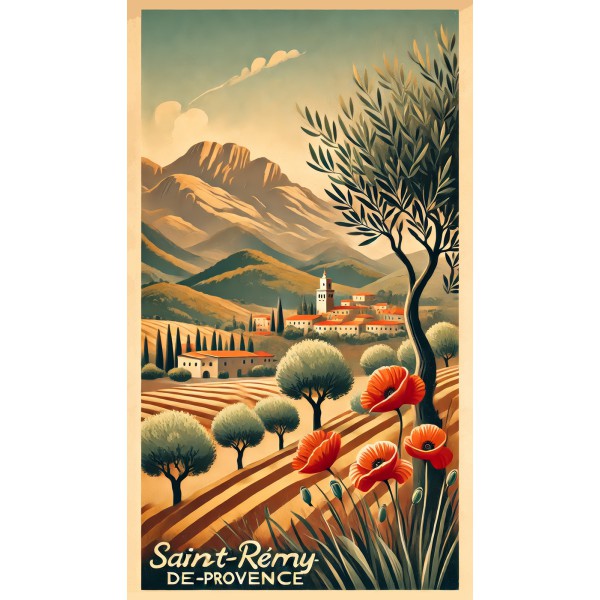 Paysages de Saint-Rémy : Entre Coquelicots et Lumière Provençale – affiche & plaque vintage | Manufacture Arssans