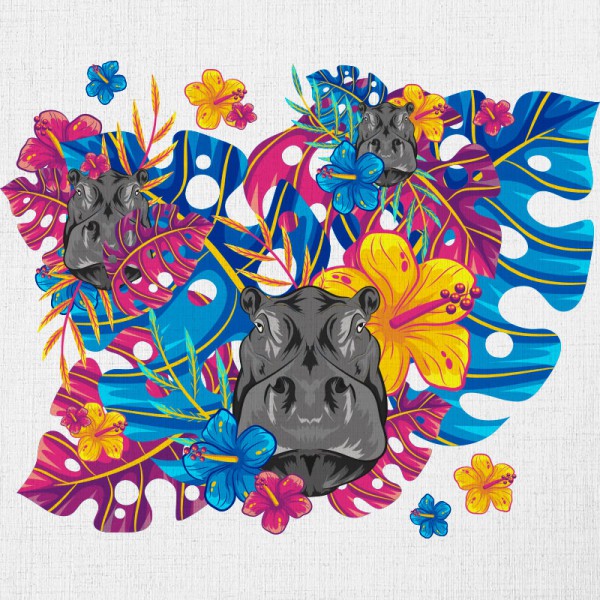 Papier Peint Hippopotame — Ambiance 2