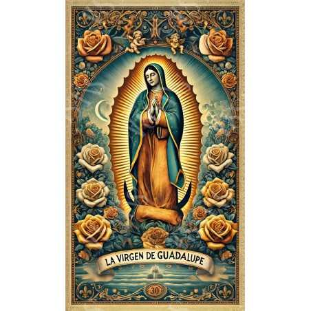 La Virgen de Guadalupe : Lumière et Dévotion Éternelle – affiche & plaque vintage | Manufacture Arssans