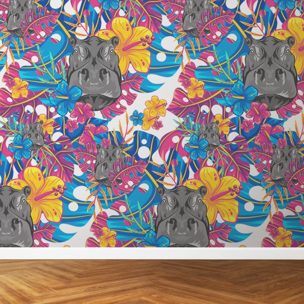 Papier Peint Hippopotame — Ambiance 3