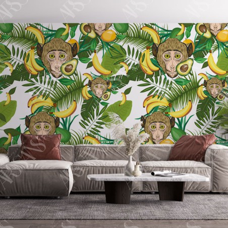 Papier Peint Singe - papier peint intissé vert pour salon