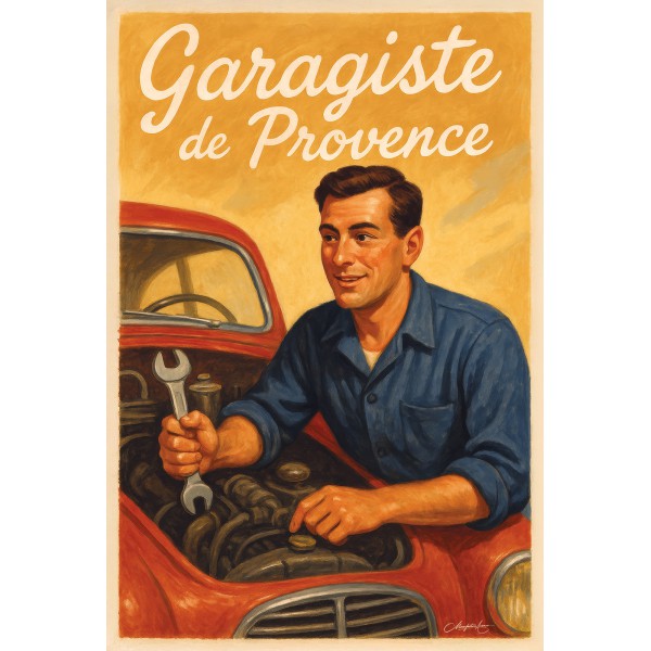 Garagiste de Provence – affiche & plaque vintage | Manufacture Arssans