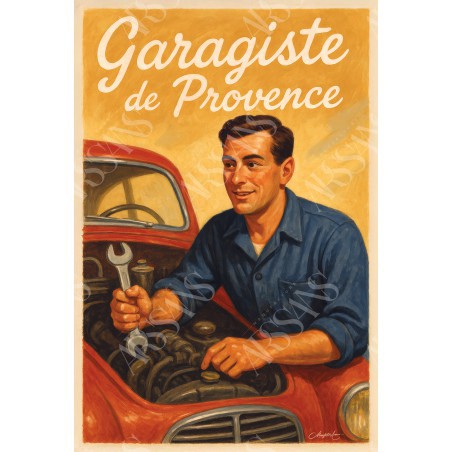 Garagiste de Provence – affiche & plaque vintage | Manufacture Arssans
