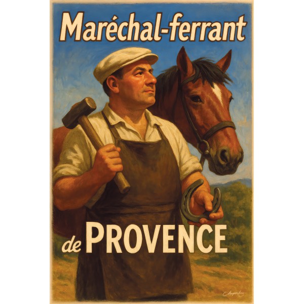 Maréchal-ferrant de Provence – affiche & plaque vintage | Manufacture Arssans