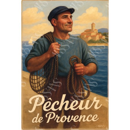 Pêcheur de Provence – affiche & plaque vintage | Manufacture Arssans