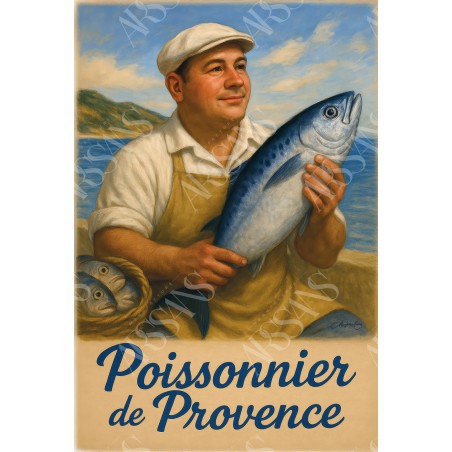 Poissonnier de Provence – affiche & plaque vintage | Manufacture Arssans