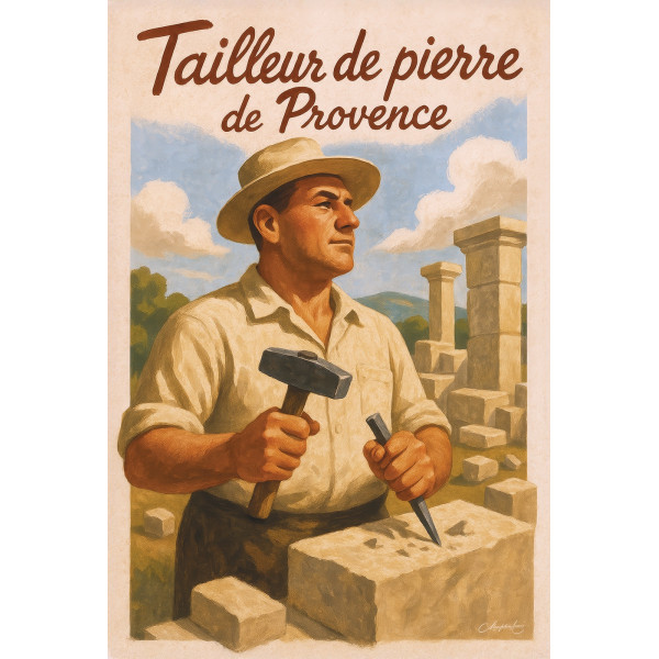 Tailleur de pierre de Provence – affiche & plaque vintage | Manufacture Arssans
