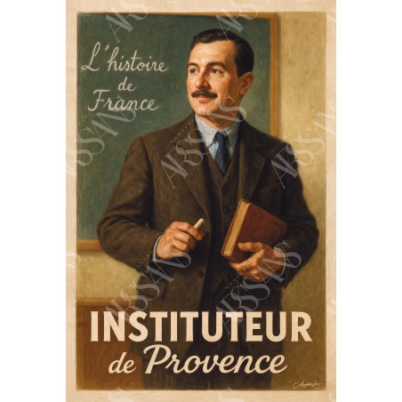 Instituteur de Provence – Leçon d’Histoire – affiche & plaque vintage | Manufacture Arssans