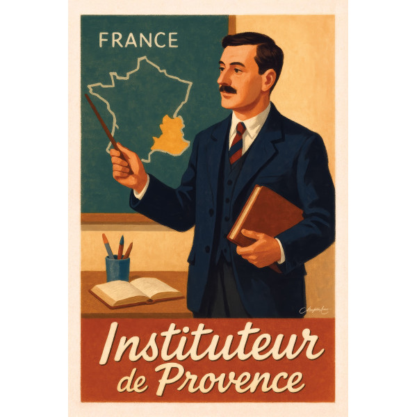 Instituteur de Provence – Leçons de Géographie – affiche & plaque vintage | Manufacture Arssans