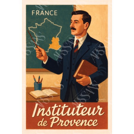 Instituteur de Provence – Leçons de Géographie – affiche & plaque vintage | Manufacture Arssans