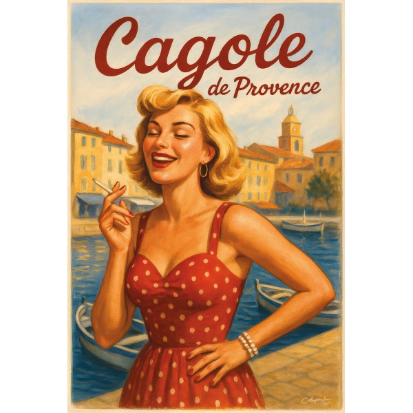 Cagole de Provence – Rieuse et radieuse – affiche & plaque vintage | Manufacture Arssans
