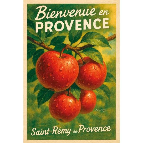 Pommes d’automne – Rouge des vergers provençaux – affiche & plaque vintage | Manufacture Arssans