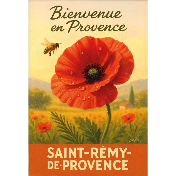 Matin rouge – Coquelicot en Provence – affiche & plaque vintage | Manufacture Arssans
