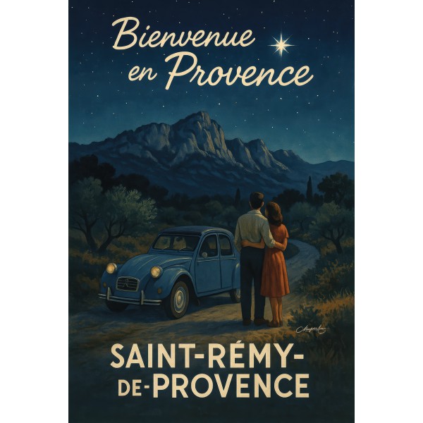 Échappée belle – Saint-Rémy sous les étoiles – affiche & plaque vintage | Manufacture Arssans