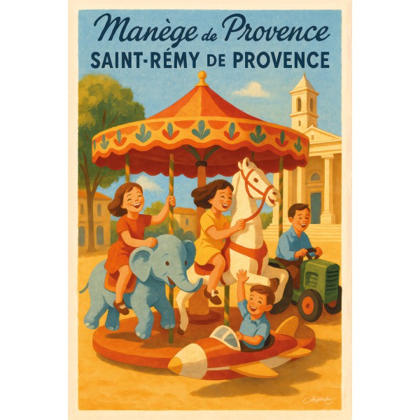Manège de Provence – Souvenirs d’enfance à Saint-Rémy – affiche & plaque vintage | Manufacture Arssans