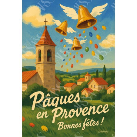 Cloches de Pâques - Un printemps en Provence - affiche & plaque vintage | Manufacture Arssans