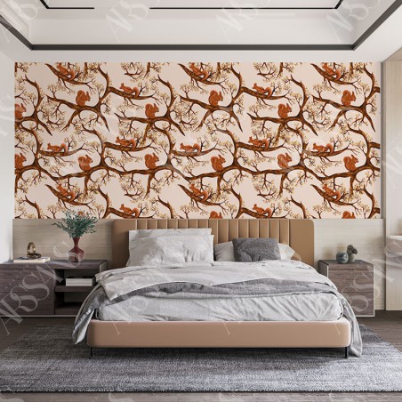 Papier Peint Écureuil — papier peint intissé brun pour chambre