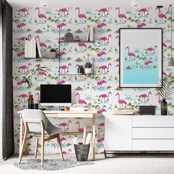 Papier Peint Flamant — Ambiance 1