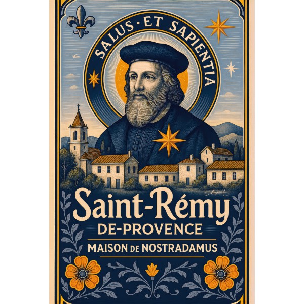 Nostradamus Salus et Sapientia (Santé et Sagesse) – affiche & plaque vintage | Manufacture Arssans