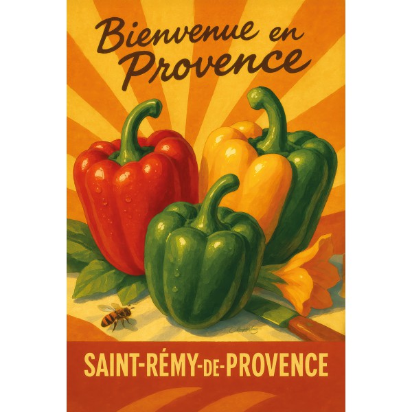 Poivrons de Provence – Couleurs du Midi – affiche & plaque vintage | Manufacture Arssans