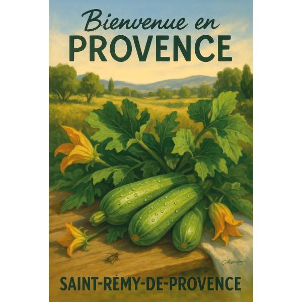 Courgettes de Provence – Fraîcheur du Jardin – affiche & plaque vintage | Manufacture Arssans