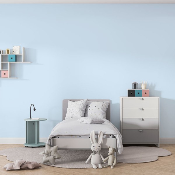 Papier Peint Uni Bleu Dragée — Ambiance 2