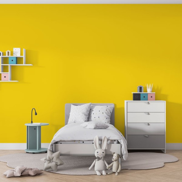 Papier Peint Uni Jaune Safran — Ambiance 2