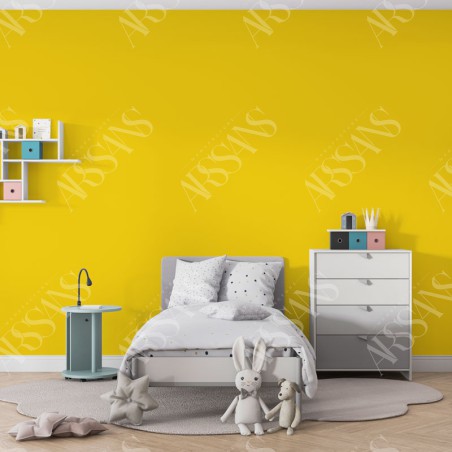 Papier Peint Uni Jaune Safran - papier peint intissé jaune pour chambre d'enfant