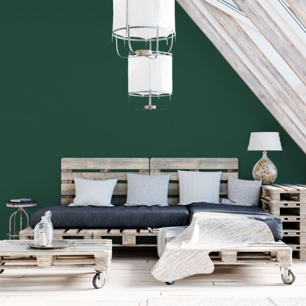 Papier Peint Uni Vert Sapin — Ambiance 3