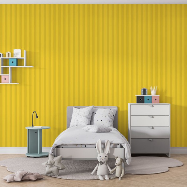 Papier Peint Bayadère Jaune Safran — Ambiance 1