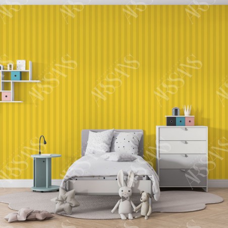 Papier Peint Bayadère Jaune Safran - papier peint intissé jaune pour chambre d'enfant