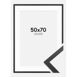 Cadre Noir 50×70 cm avec Passe-partout 40×60 cm