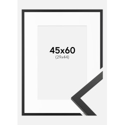 Cadre Noir 45×60 cm avec Passe-partout 30×45 cm