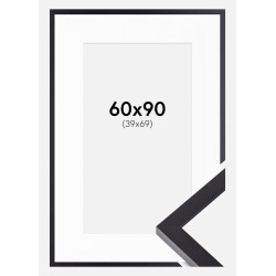 Cadre Noir 60x90 cm avec Passe-partout 40x70 cm