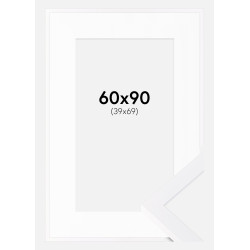 Cadre Blanc 60x90 cm avec Passe-partout 40x70 cm