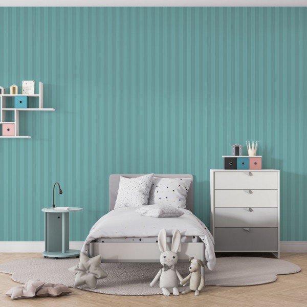 Papier Peint Bayadère Turquoise Pastel — Ambiance 2