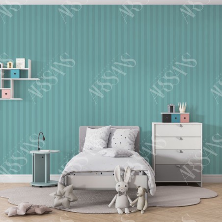 Papier Peint Bayadère Turquoise Pastel - papier peint intissé turquoise pour chambre d'enfant