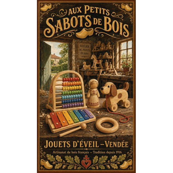 Aux Petits Sabots de Bois – affiche & plaque vintage | Manufacture Arssans