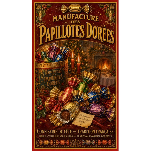 Manufacture des Papillotes Dorées – affiche & plaque vintage | Manufacture Arssans