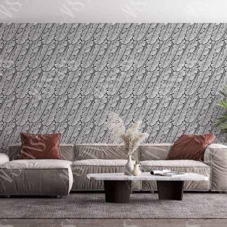 Papier Peint Folium Volu - papier peint intissé noir pour salon