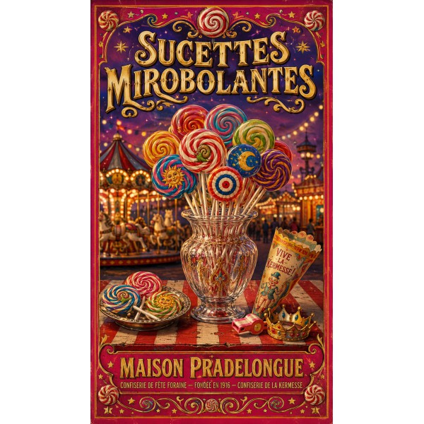Sucettes Mirobolantes – affiche & plaque vintage | Manufacture Arssans